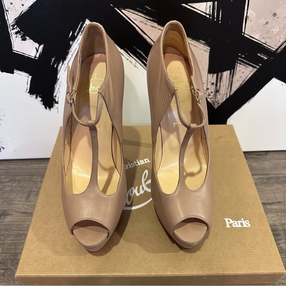 Authentic Christian Louboutin ‘Alta poppins’ Mary Jane Nude Size 39 with box - Picture 4 of 11